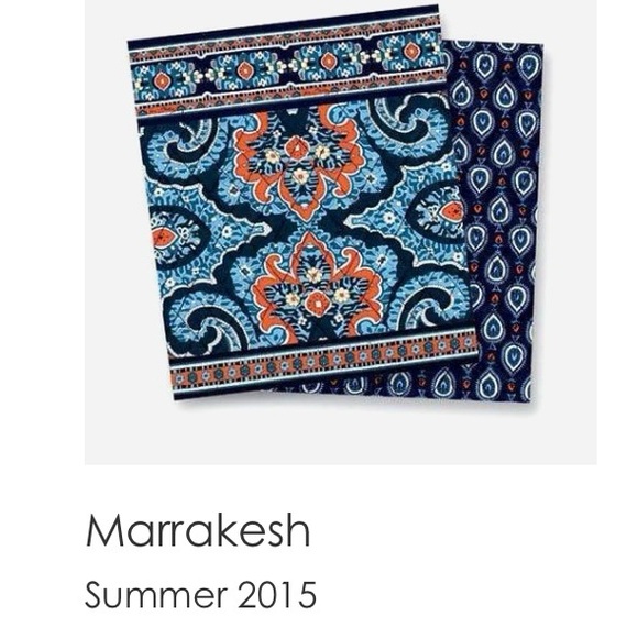 VERA BRADLEY Marrakech 2015 Weekender Trolly Bag Navy Orange Travel Quilted - Picture 14 of 14